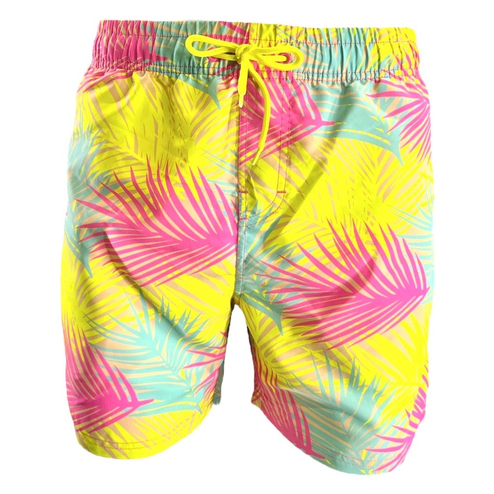 Men's Swim Shorts-Neon Multi Palms